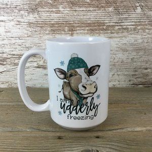 I am Udderly Freezing Winter Cow Ceramic Coffee Mug